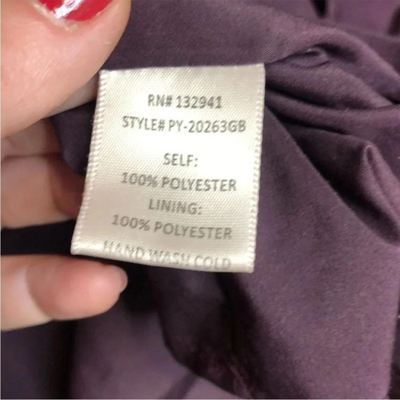 gb x Amanda Uprichard Malia Purple Ruffle Mini Faux Wrap Long Sleeve Dress - Picture 6 of 6